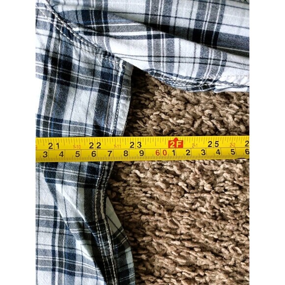 Perry Ellis Button Up Shirt Men's XL Pockets Plaid White Long Sleeve - Picture 7 of 8